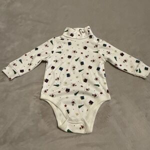 Vintage 80/90s  6-9 Months Turtleneck One Piece Bodysuit Snowman Gifts Christmas
